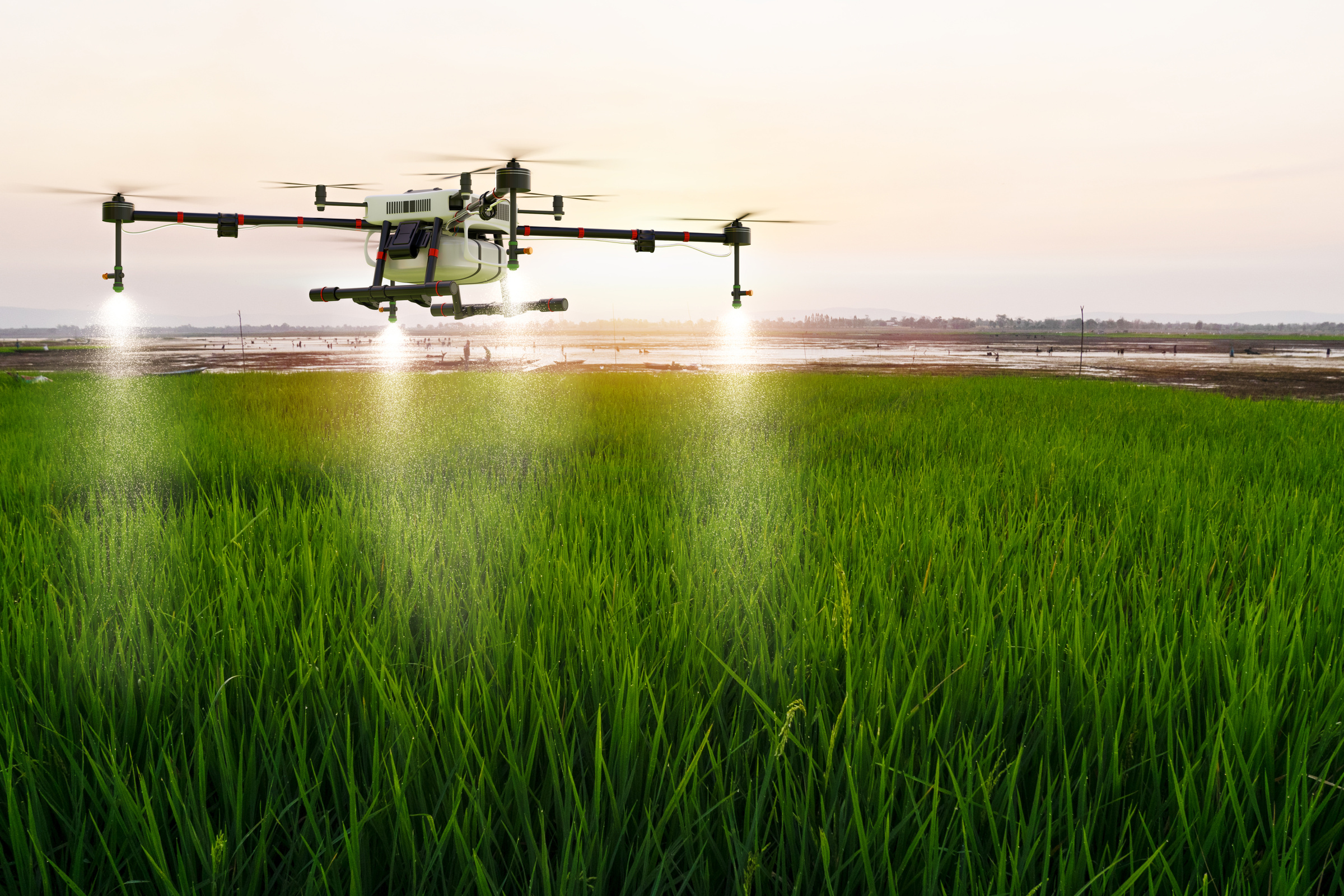 Agriculture Drone Flying Over Field